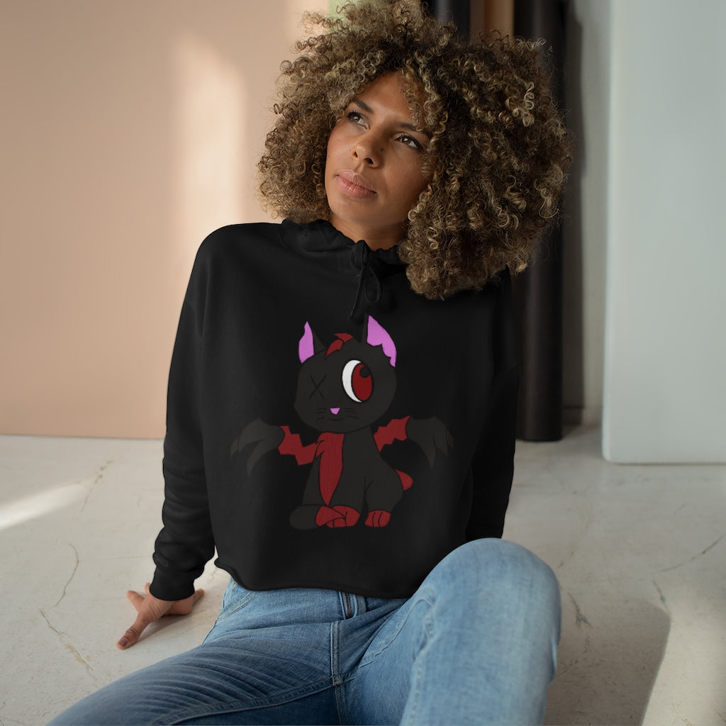 Evil Kitty Crop-Hoodie